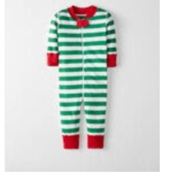 Hanna Anderson Baby Striped Zip Sleeper Tree Green/White/Red - Picture 2 of 3